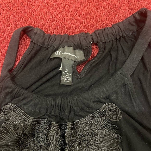 INC INTERNATIONAL CONCEPTS Black with black floral embroidery host pick - Picture 8 of 13